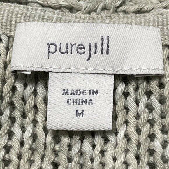 Pure Jill Womens Open Front Gray Knit Kimono Sleeve Cardigan Cotton Sweater M - Picture 6 of 10